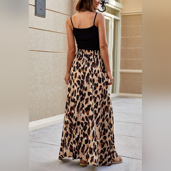 Leopard print Chiffon Maxi skirt womens Size M - Picture 3 of 6